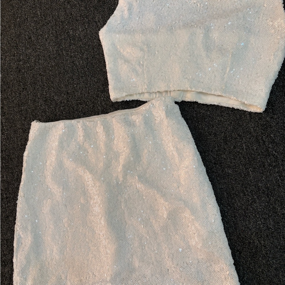 B. Smart White Sequin Two-Piece Set